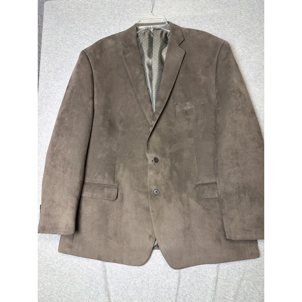 Michael Strahan Mens‎ Brown Faux Suede Two Button Blazer Sport Coat 50R RN90736